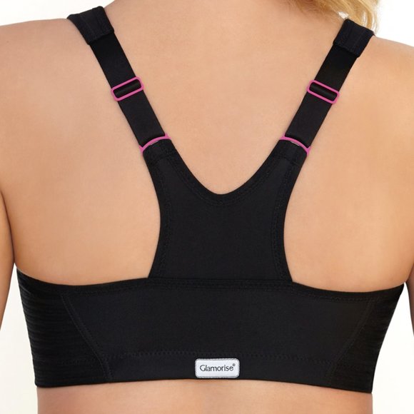 Set of 3! 40B Glamorise SPORT Bra (HIGH-IMPACT) Black (RACERBACK) T-Back Zip NEW - Picture 5 of 16